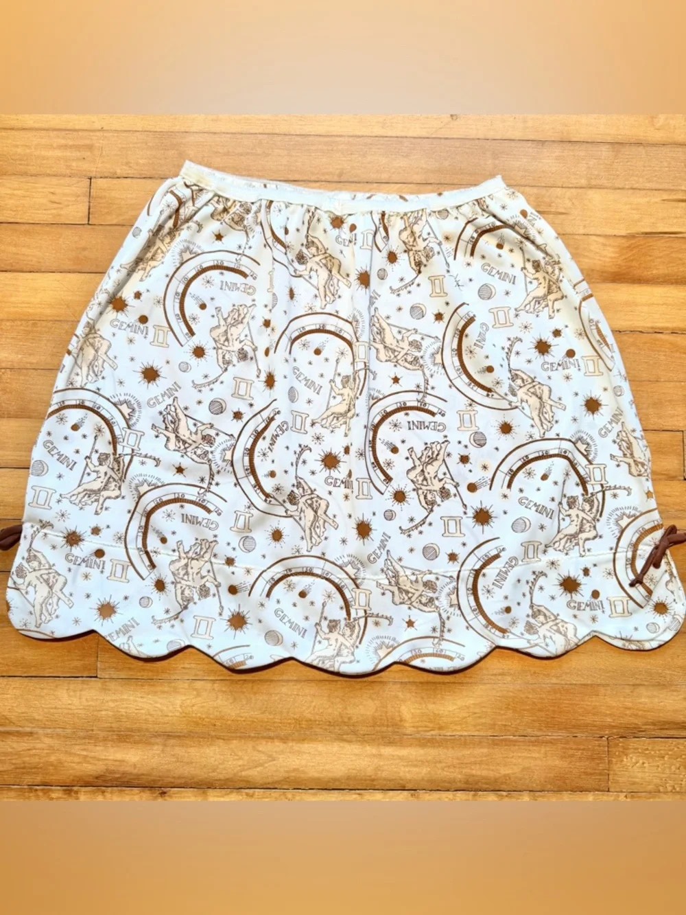 Vintage GEMINI NOVELTY PRINT Half Slip MCM Mini SKIRT 1950s 1960s XS Astrology - Picture 3 of 6